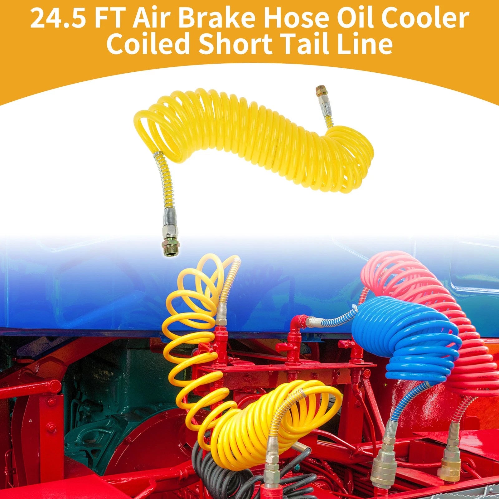 Air Brake Hose for 24.5FT Coiled Line (PU Iron)