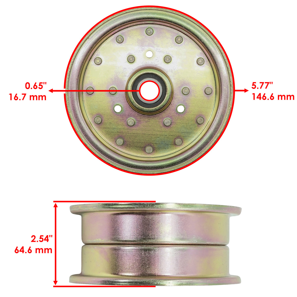 Flat Idler Pulley Replacement for Exmark TTS541KA523 52 Inch (2016–2016)