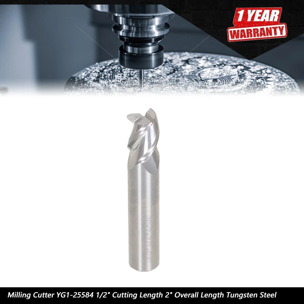 3/8" Carbide End Mill 3 Flute 2" Overall Length 45 Degree Helix