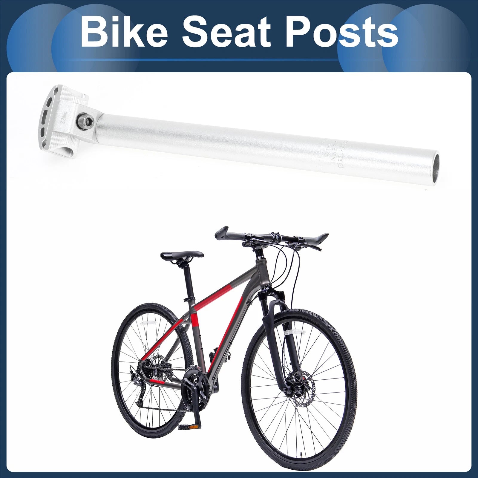Seat Post 25.4x300mm Adjustable with Fixing Clip for Bike (2005–2015)