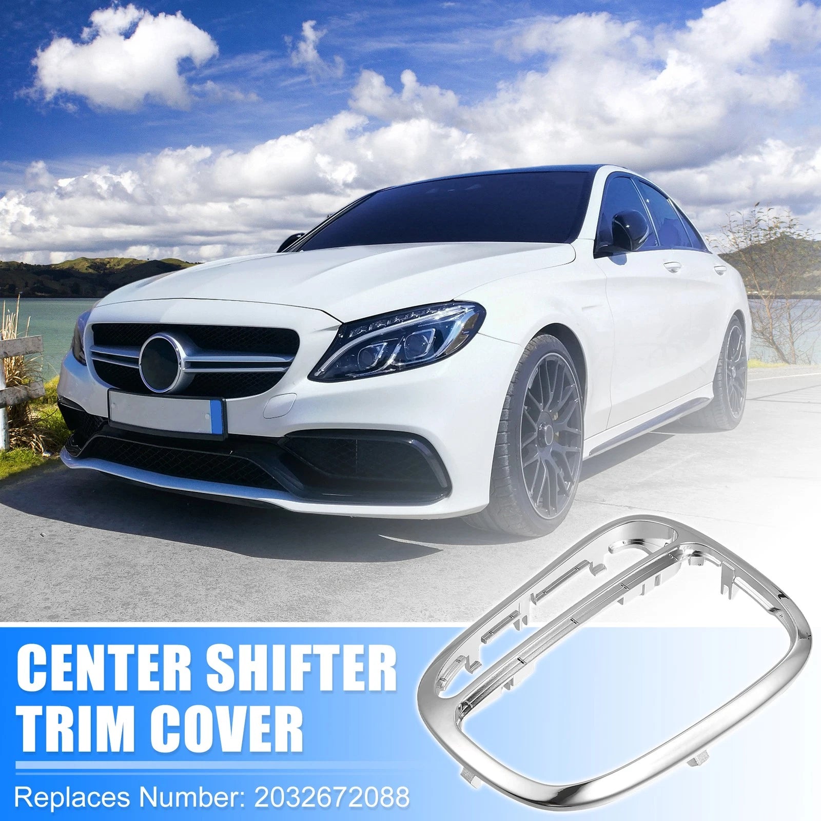 Chrome Shifter Trim Cover Panel Replacement for Mercedes Benz C240 CLK500 (2000–2005)