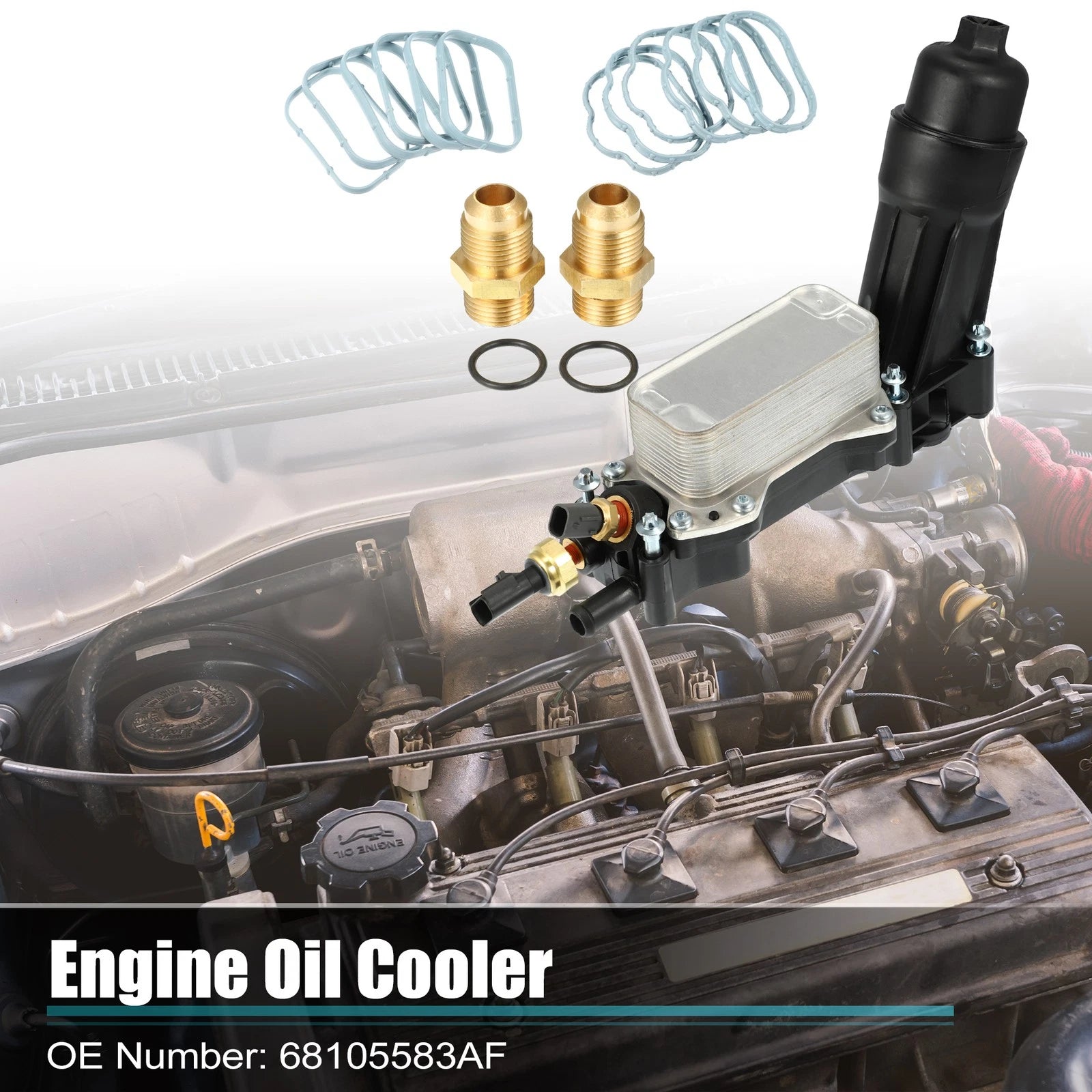 Engine Oil Cooler Housing with Gaskets Sensor Assembly for Dodge (2010–2018)