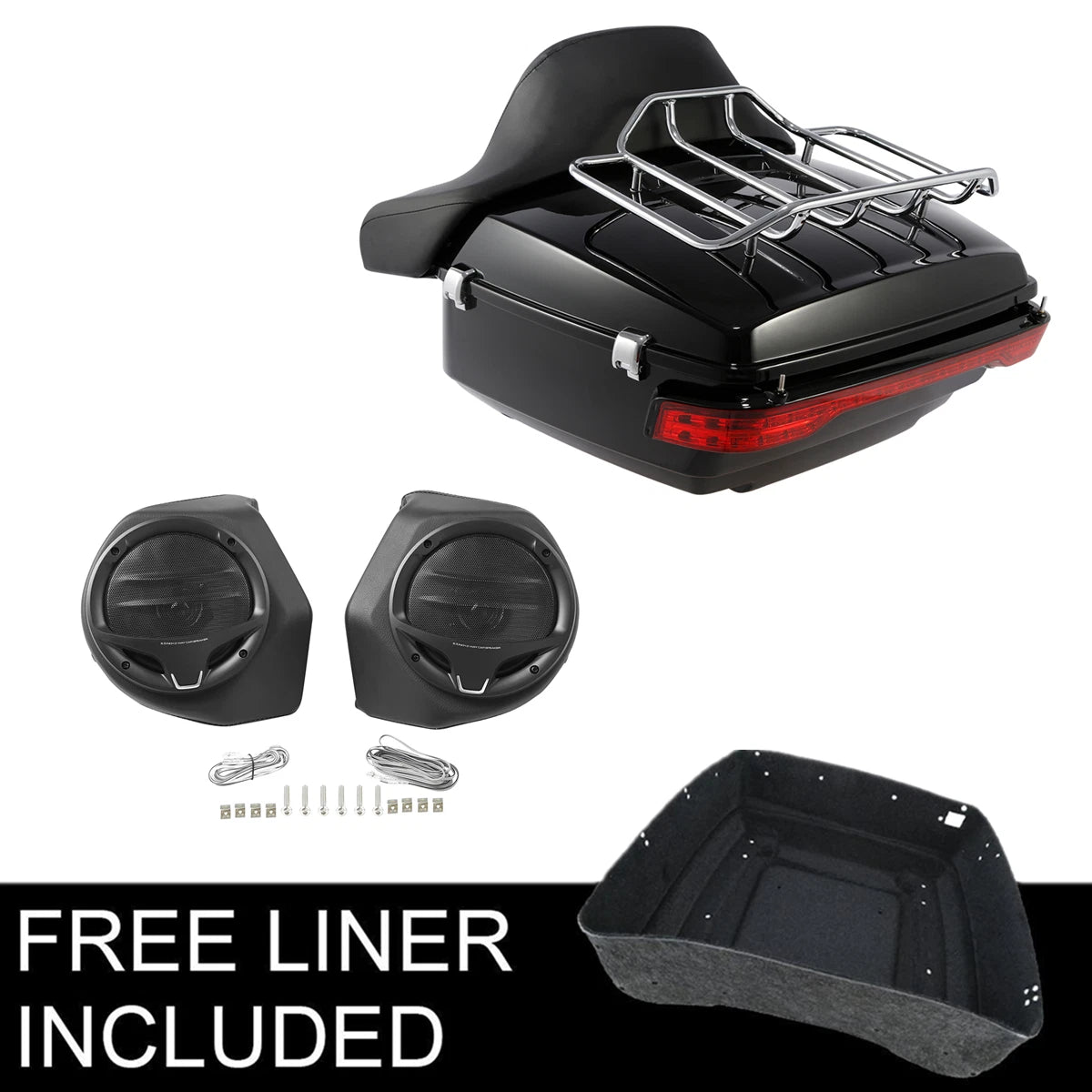 Trunk Backrest Rack Pad Speakers Tail Light for Harley Road Glide (2014–2026)