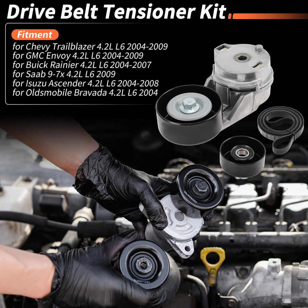 Drive Belt Tensioner Kit Replacement for Chevy Trailblazer 4.2L (2002–2009)