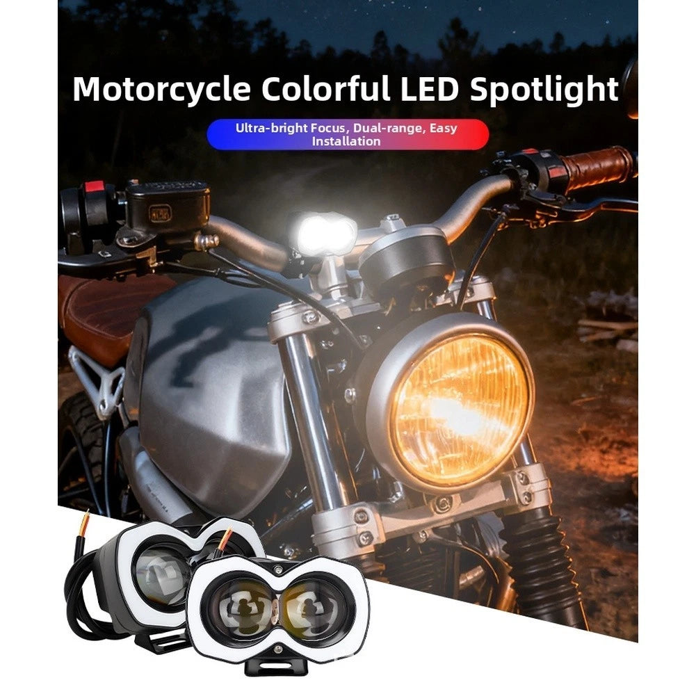 Aluminum Motorcycle LED Spotlight 8W White Amber Strobe IP67 Certified