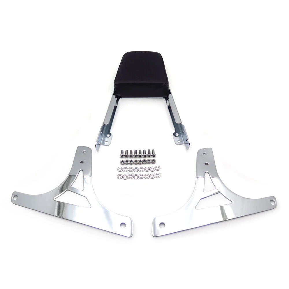Chrome Flame Backrest Sissy Bar with Leather Pad for Harley Softail (1999–2006)