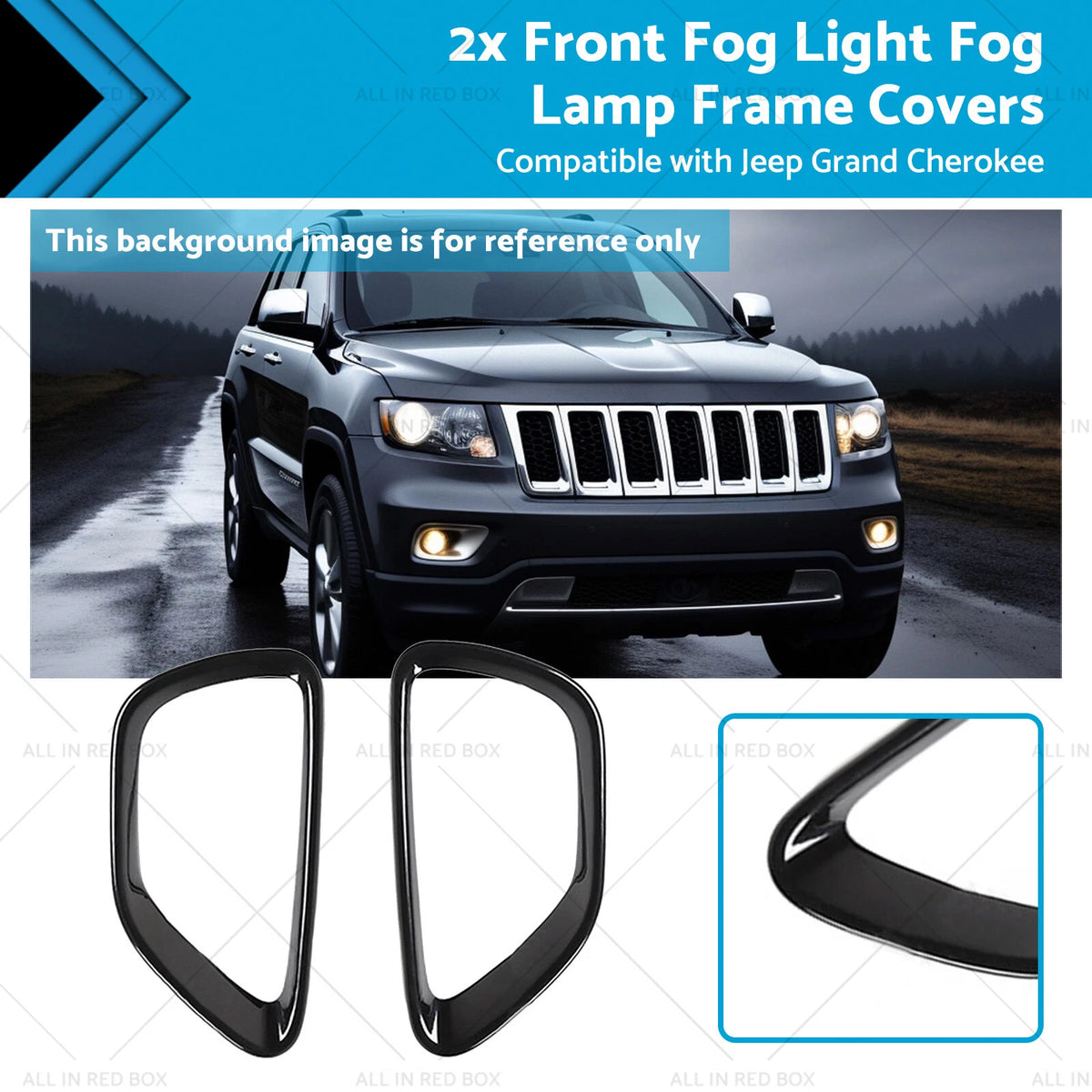 2X Front Fog Light Frame Covers for Jeep Grand Cherokee (2014–2016)