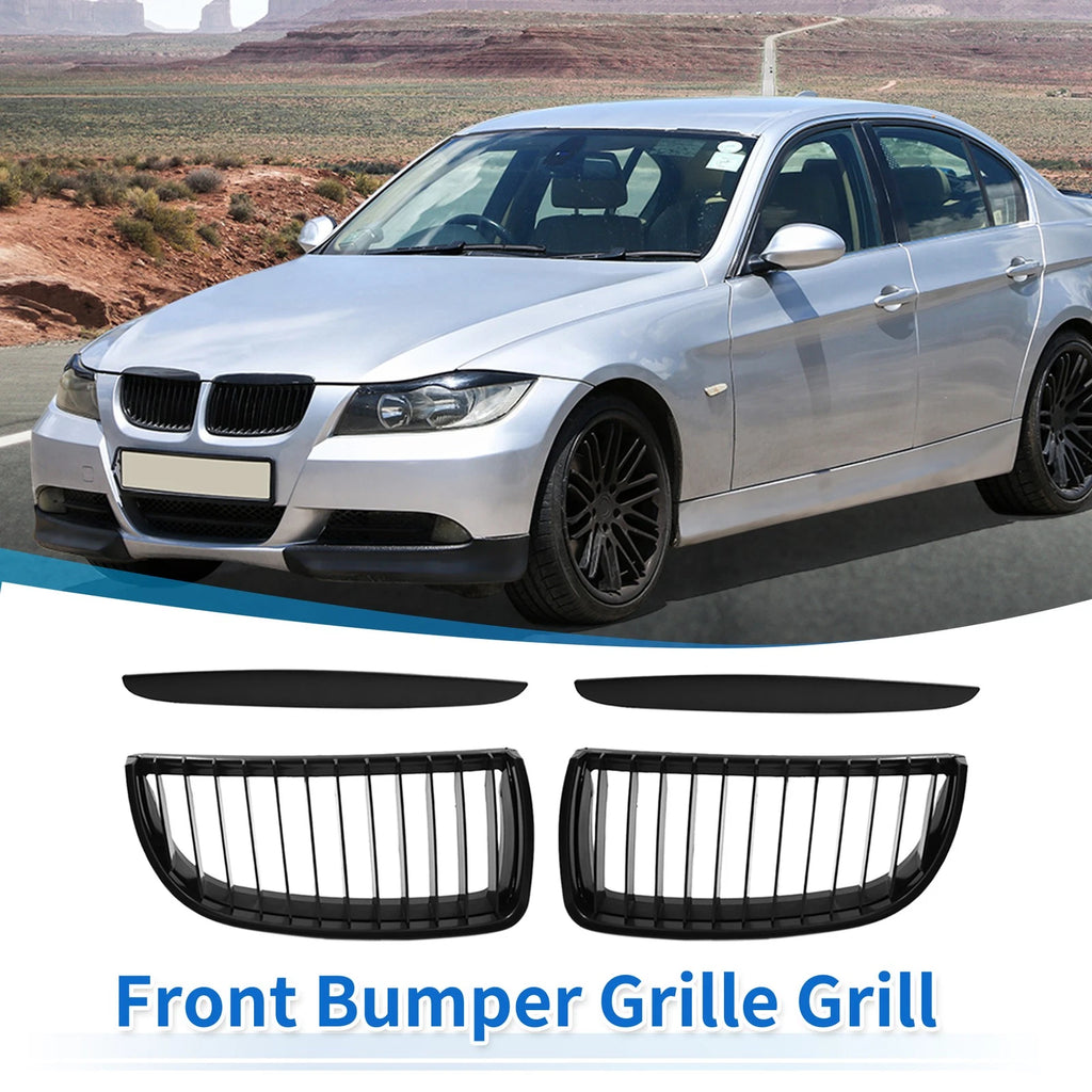 Front Hood Bumper Grille for BMW 325i E90 (2006–2011) Black Pair