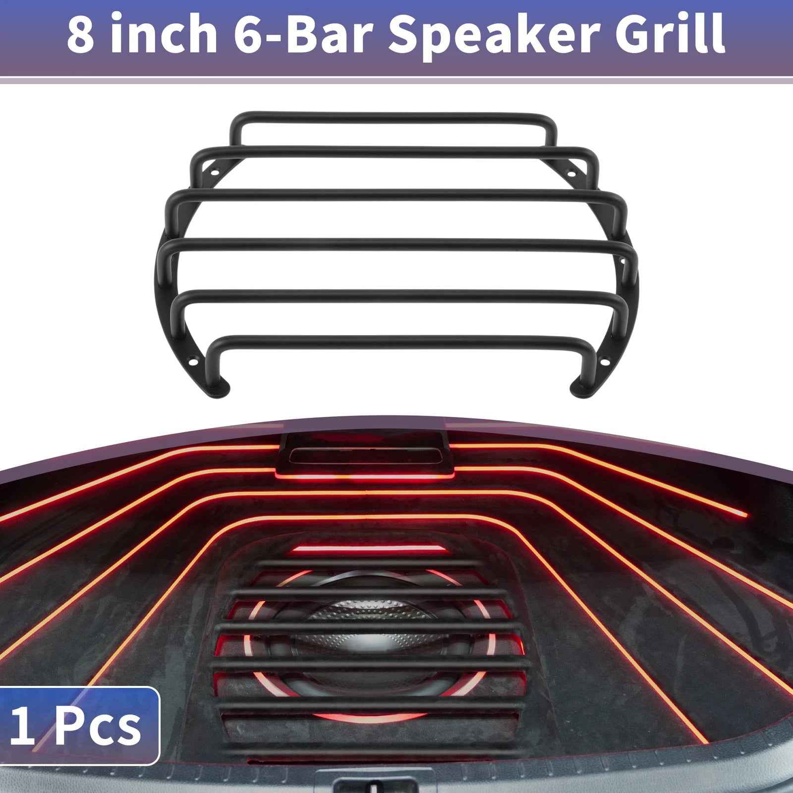 8" Speaker Grill Covers for Universal Fit (1pc) - Black