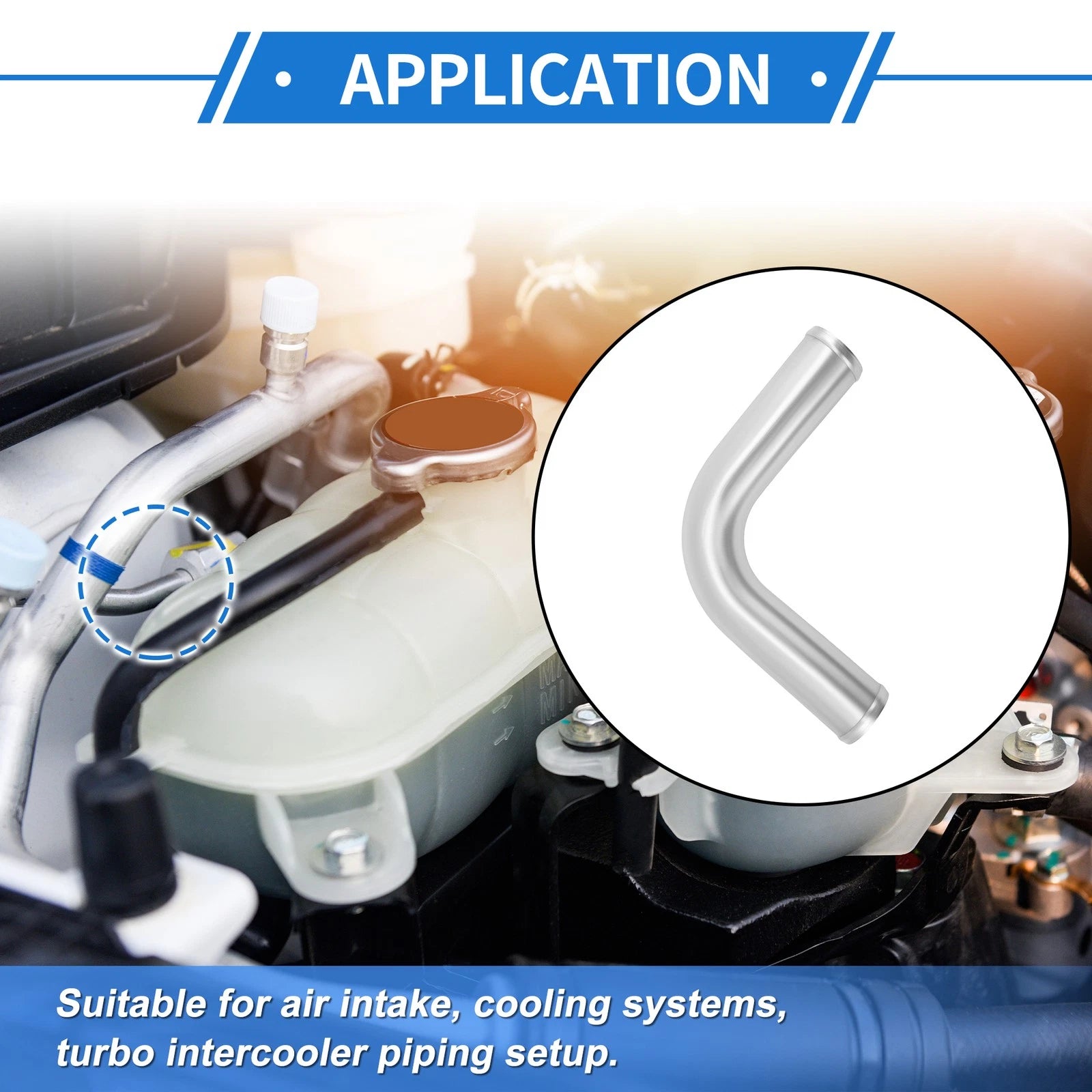 2.48" OD 90° Intercooler Pipe for - Brushed Silver Tone