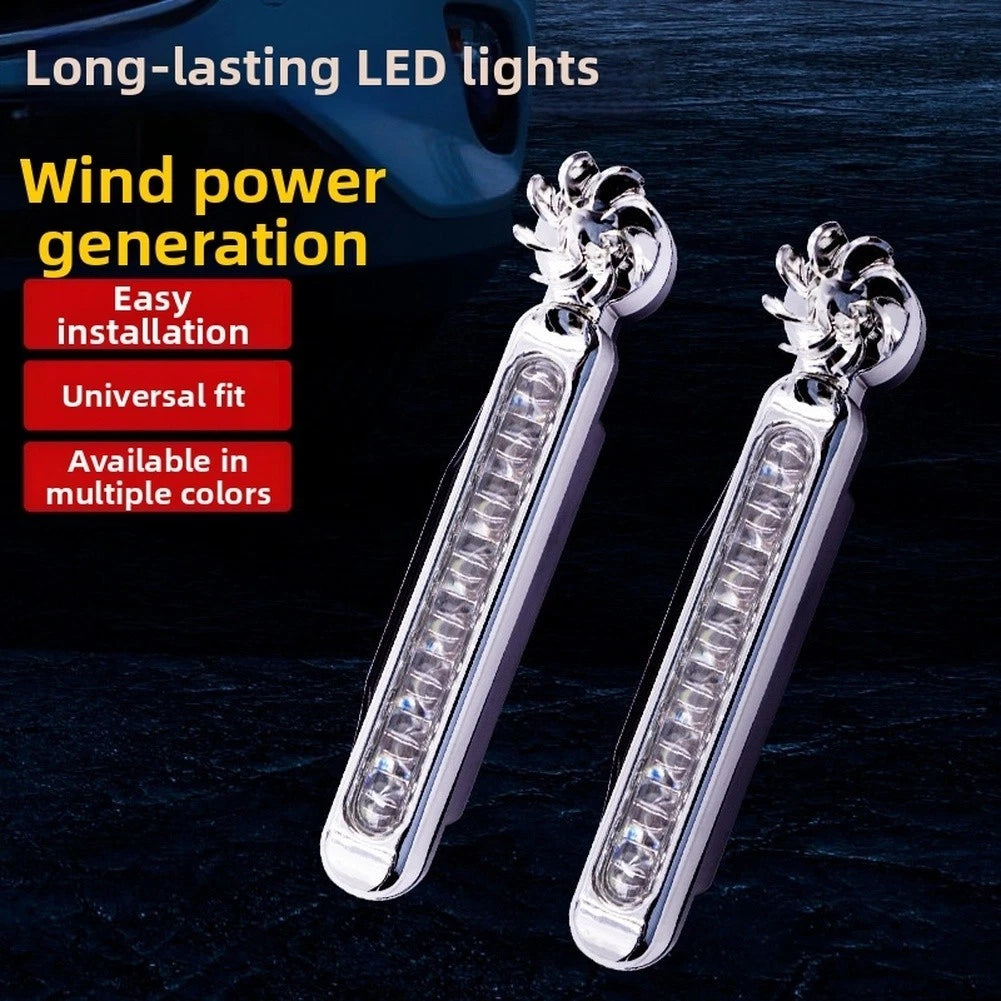 LED Wind Powered Daytime Running Lights for Cars Motorcycles with ABS Material