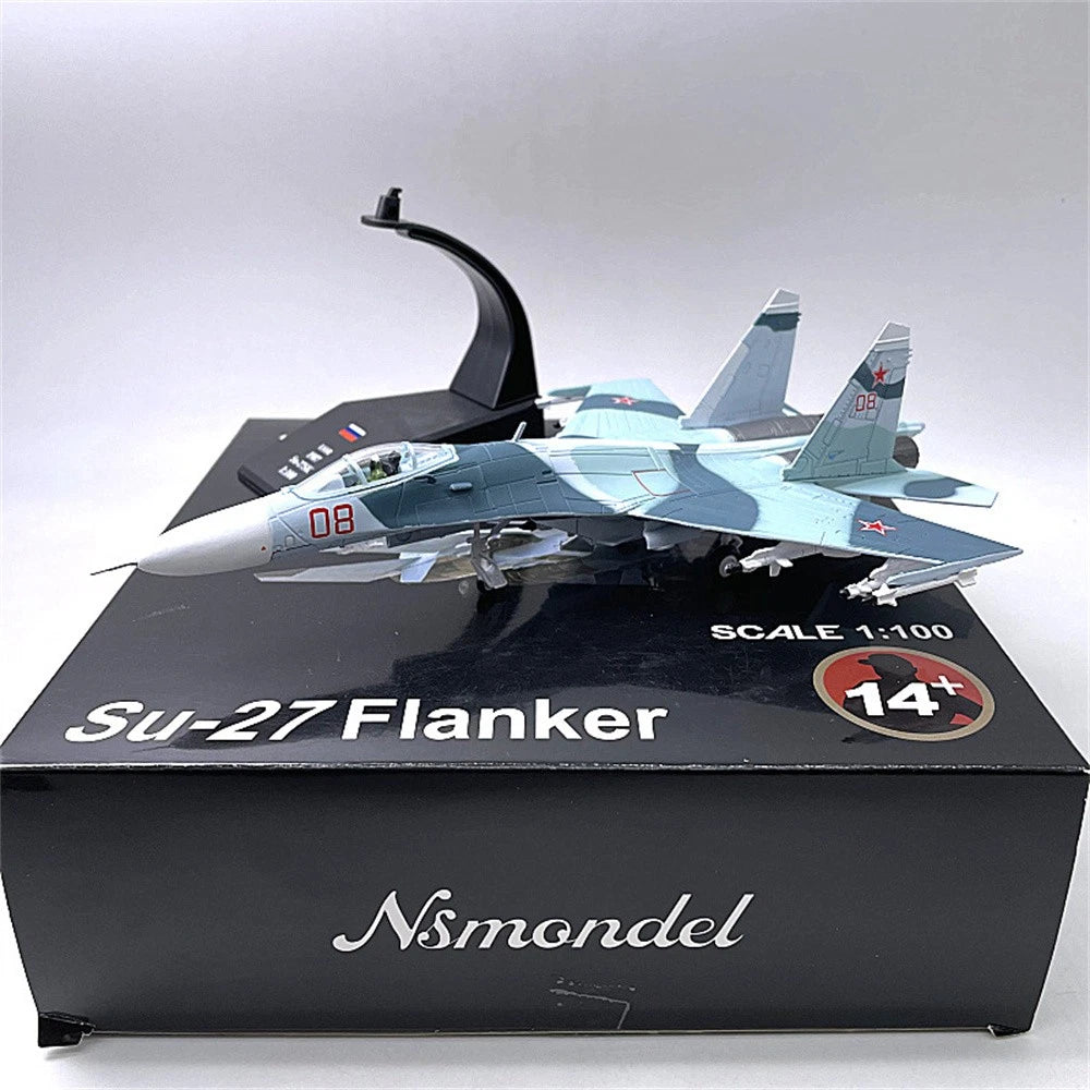 SU-27 Metal Aircraft Model Exhibition Ornament (1/100 Scale)