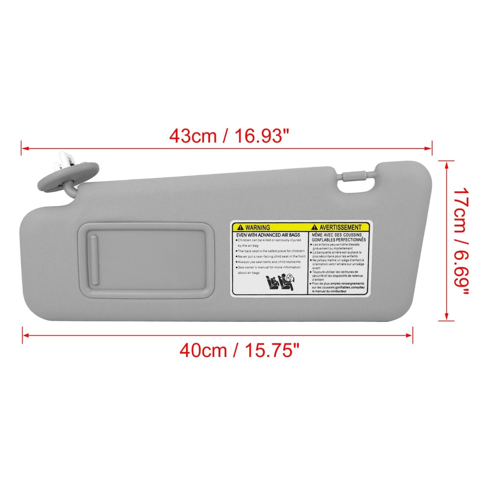 Car Sun Visor Left Side with Light for Toyota Highlander (2008–2013) Gray