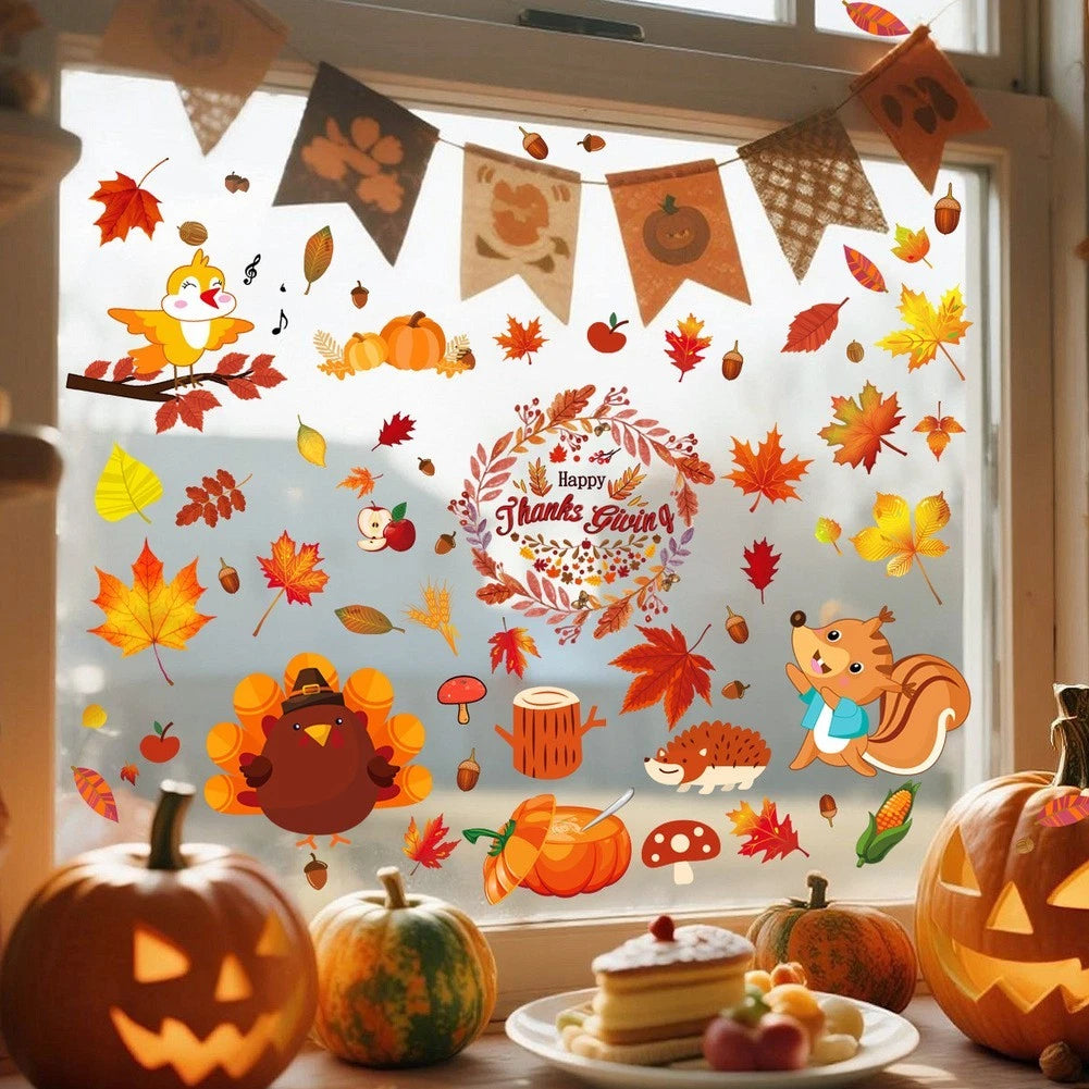 68 Pieces Waterproof PVC Autumn Maple Leaf Window Stickers