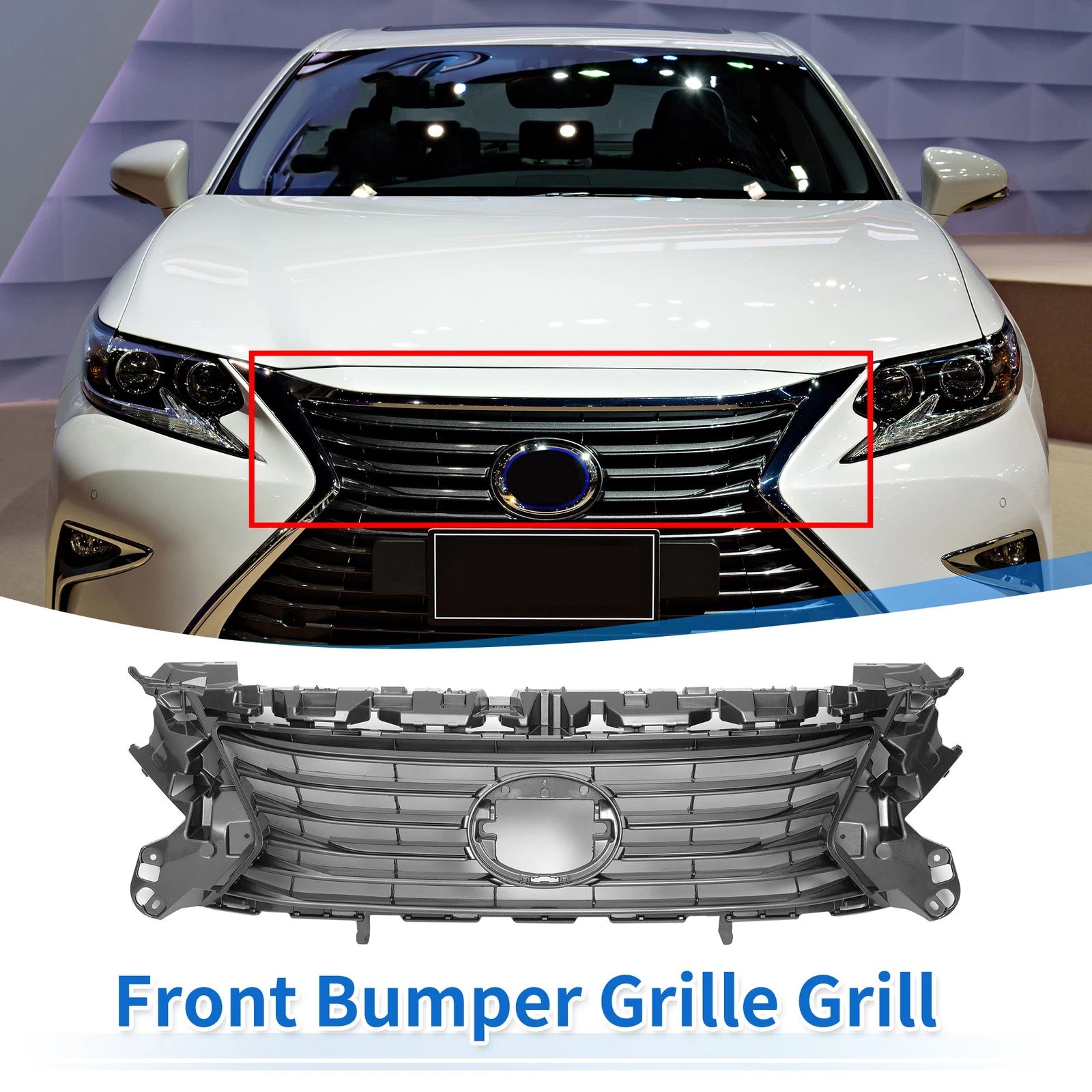 Front Upper Hood Bumper Grille Grill Replacement for Lexus ES 300h (2016-2018)