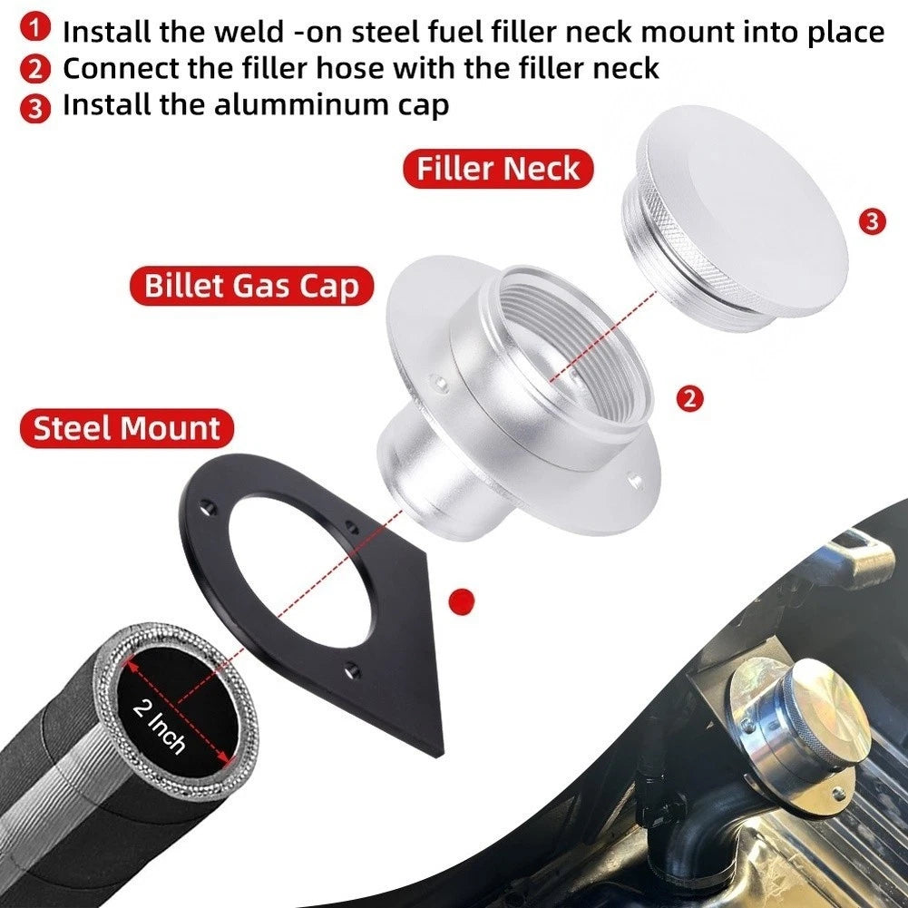 Fuel Tank Filler Cap for Remote Fit (Aluminum, Welded Bracket)