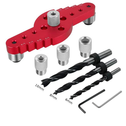 Woodworking Drill Positioner with Self Centering and Depth Stop