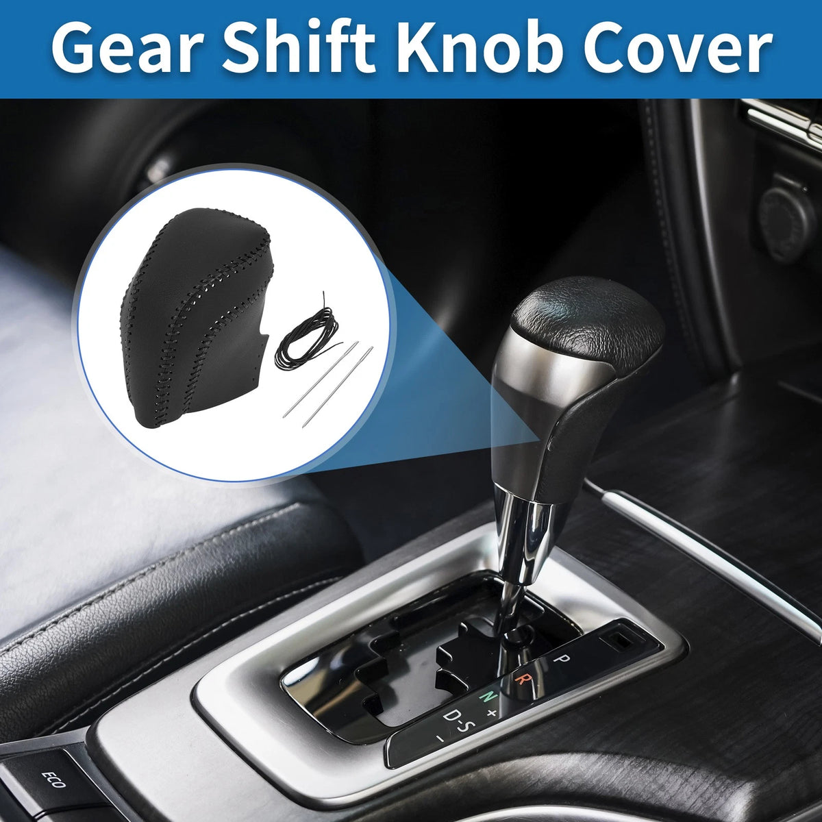 Gear Shift Knob Cover Replacement for Toyota Camry (2018–2024) Black Faux Leather