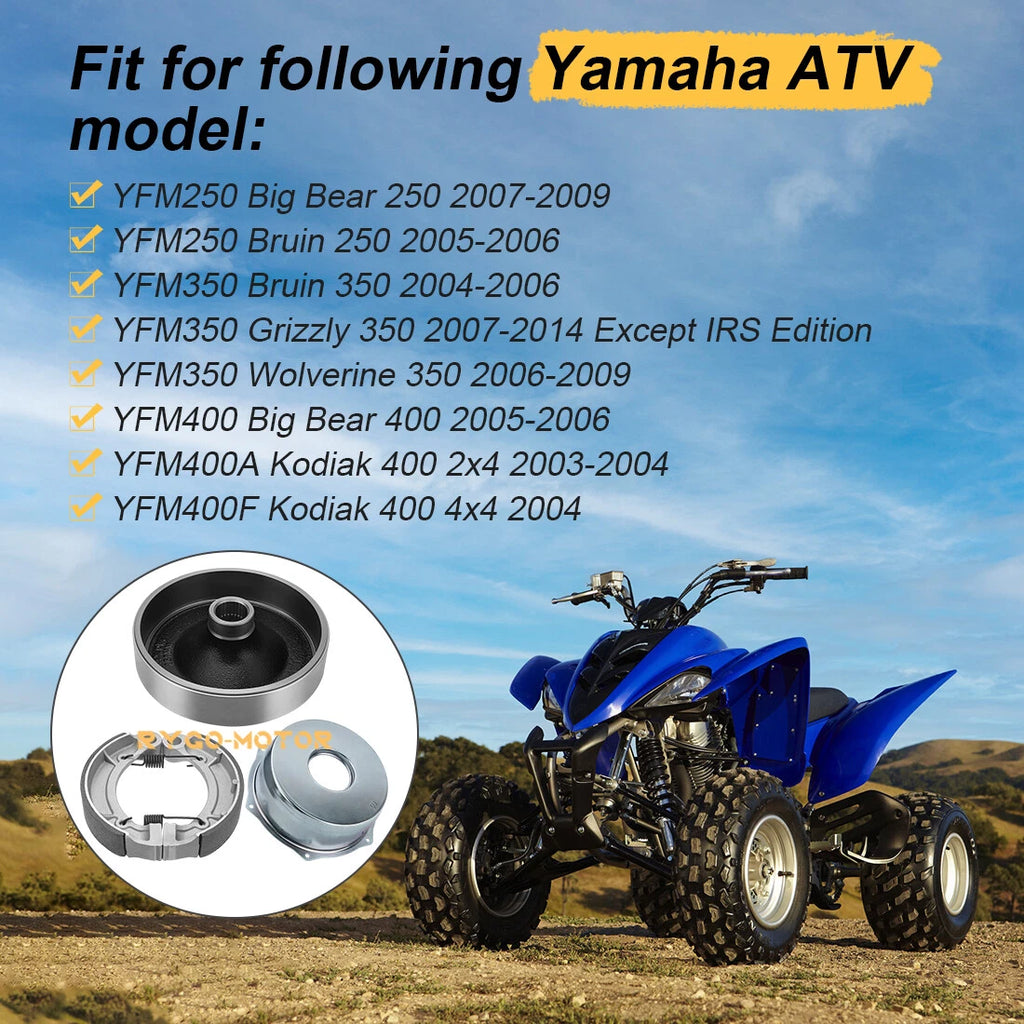 Rear Brake Drum Hub Shoes Cover Kit for Yamaha Bruin 250 350 (2004–2006)