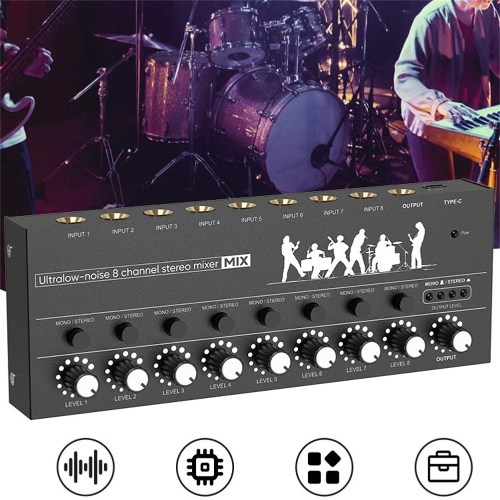 6-8 Channel Audio Mixer for Podcasts and Music Creation