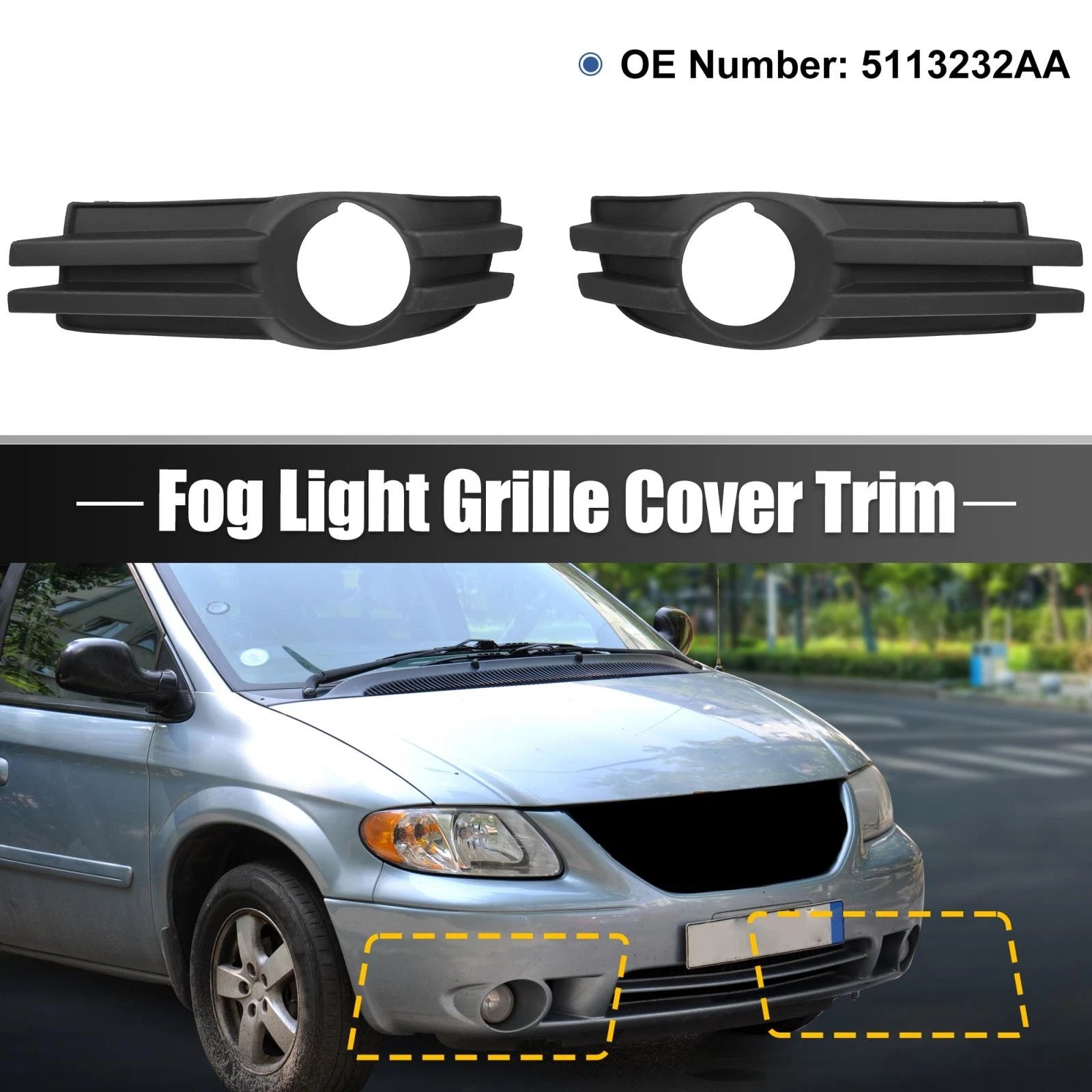 Front Right Fog Light Grille Cover for Dodge Grand Caravan (2008–2010)