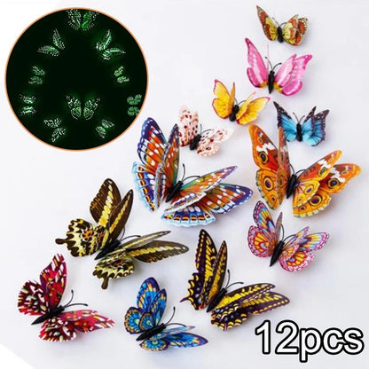12pcs Self-Adhesive Butterfly Wall Decals Removable Art Decor
