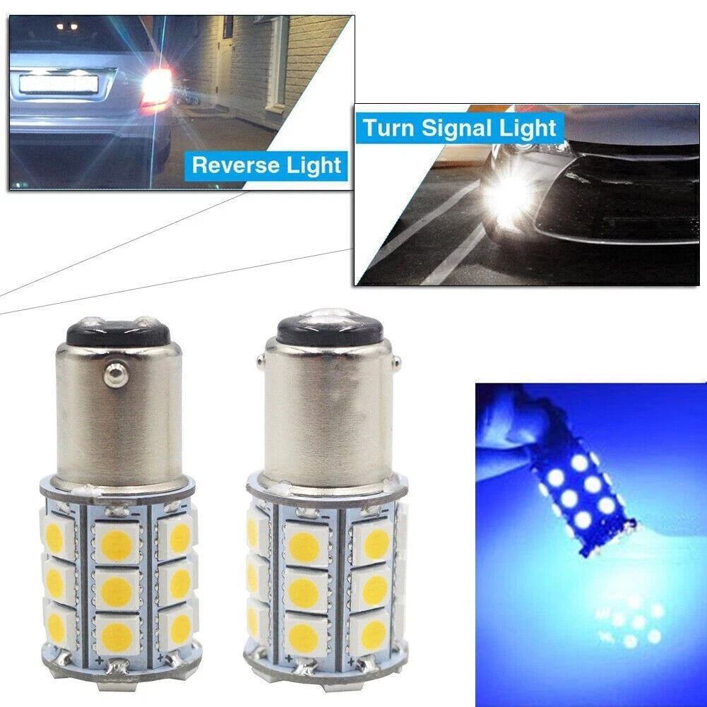 2X 27SMD BA15D LED Light Bulb for Marine Boat (20mm x 48.5mm) Blue