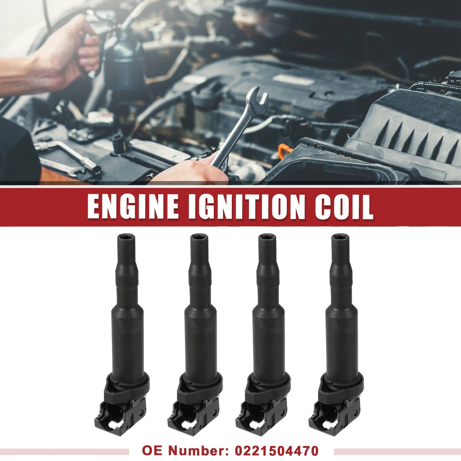 4 PCS Ignition Coil Pack Replacement for BMW 128i (2008–2013) Black
