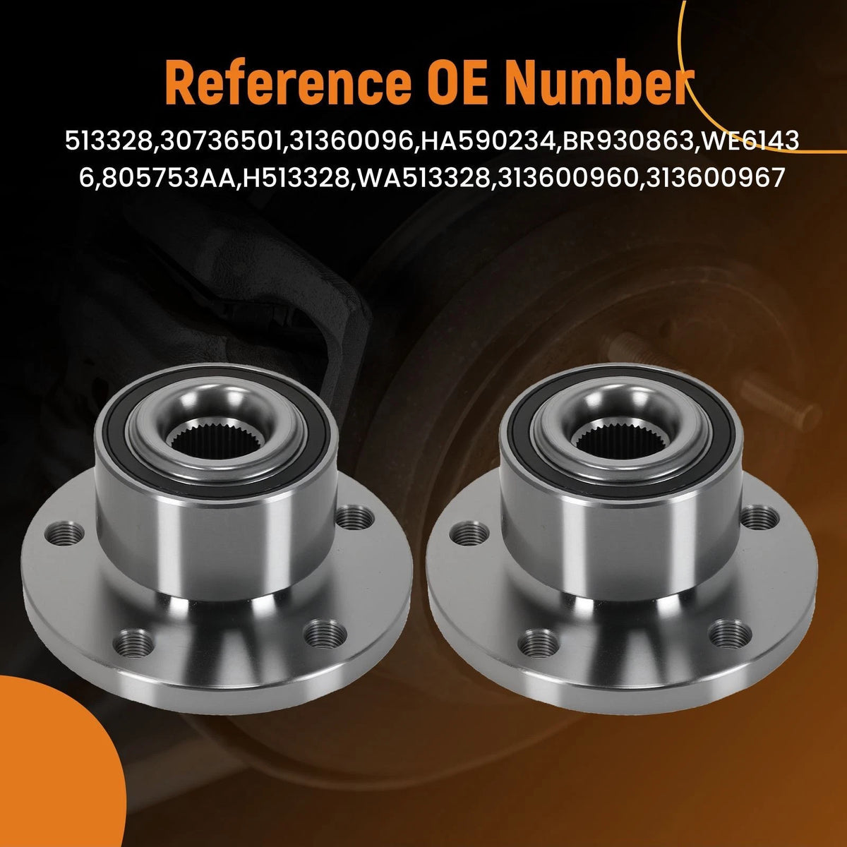 2pcs Front Wheel Hub Assembly for Volvo S60 S80 V60 XC60 (2001–2018) 513328 30736501