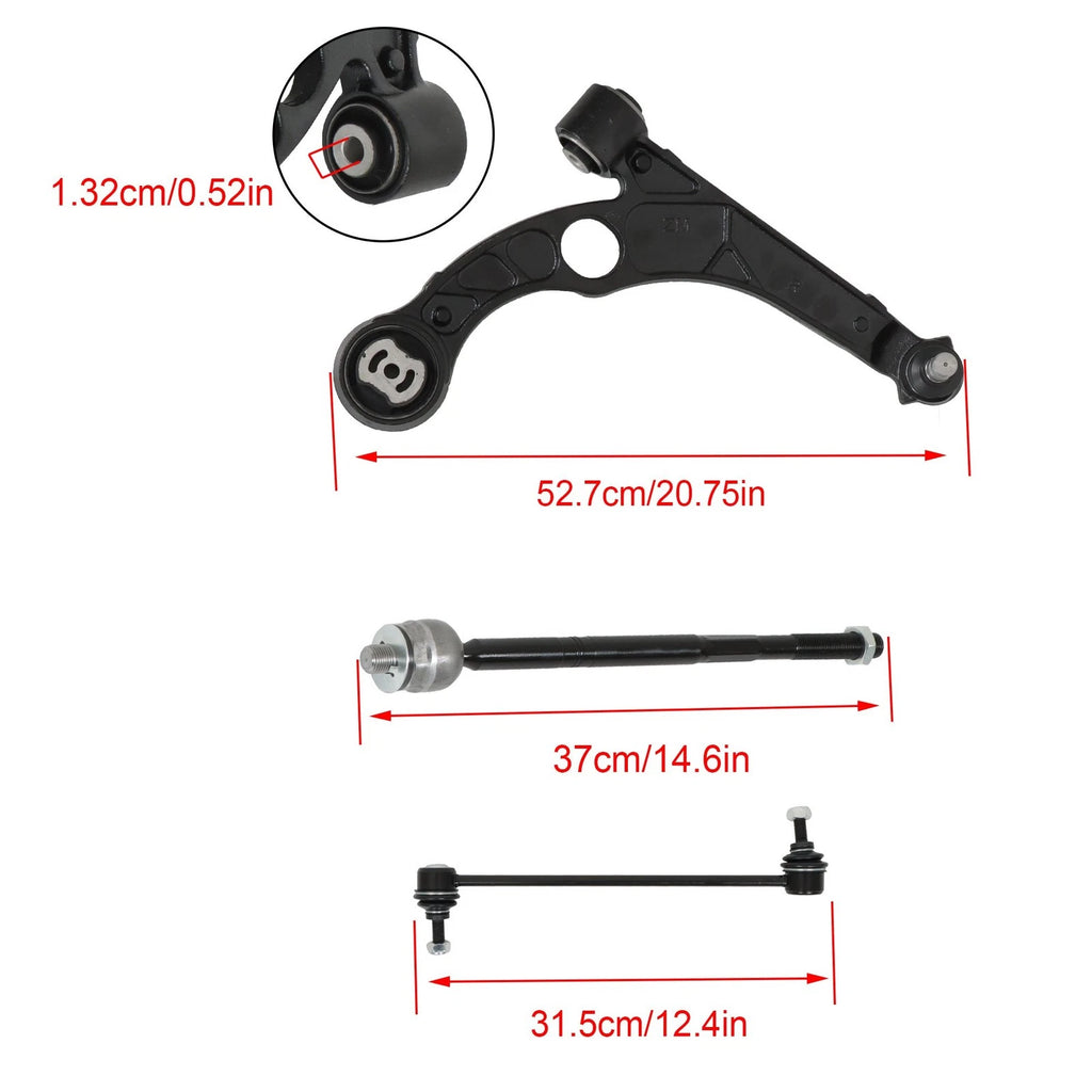 8PCS Front Lower Control Arms & Tie Rods for Dodge Dart (2013–2016)