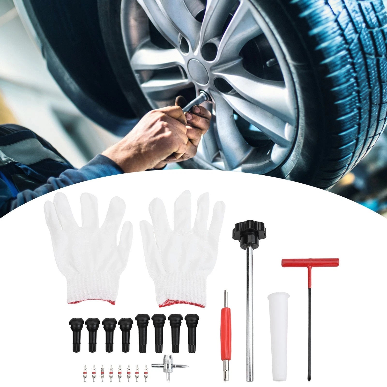 22-Piece Quick Change Tire Valve Tool Set for DIY Enthusiasts