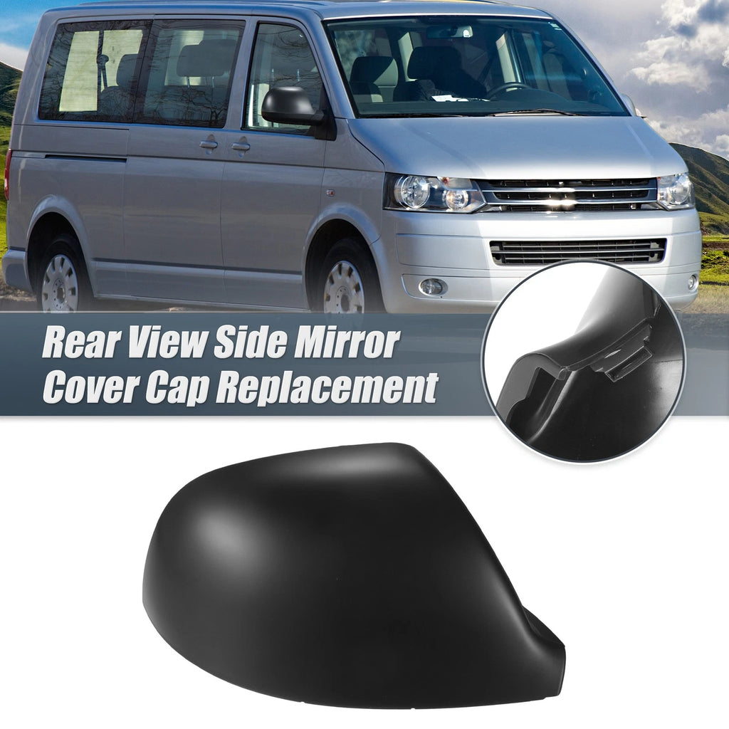Right Side Mirror Cover Cap Matte Black Replacement for Volkswagen Transporter T5 T6 (2003–2015)