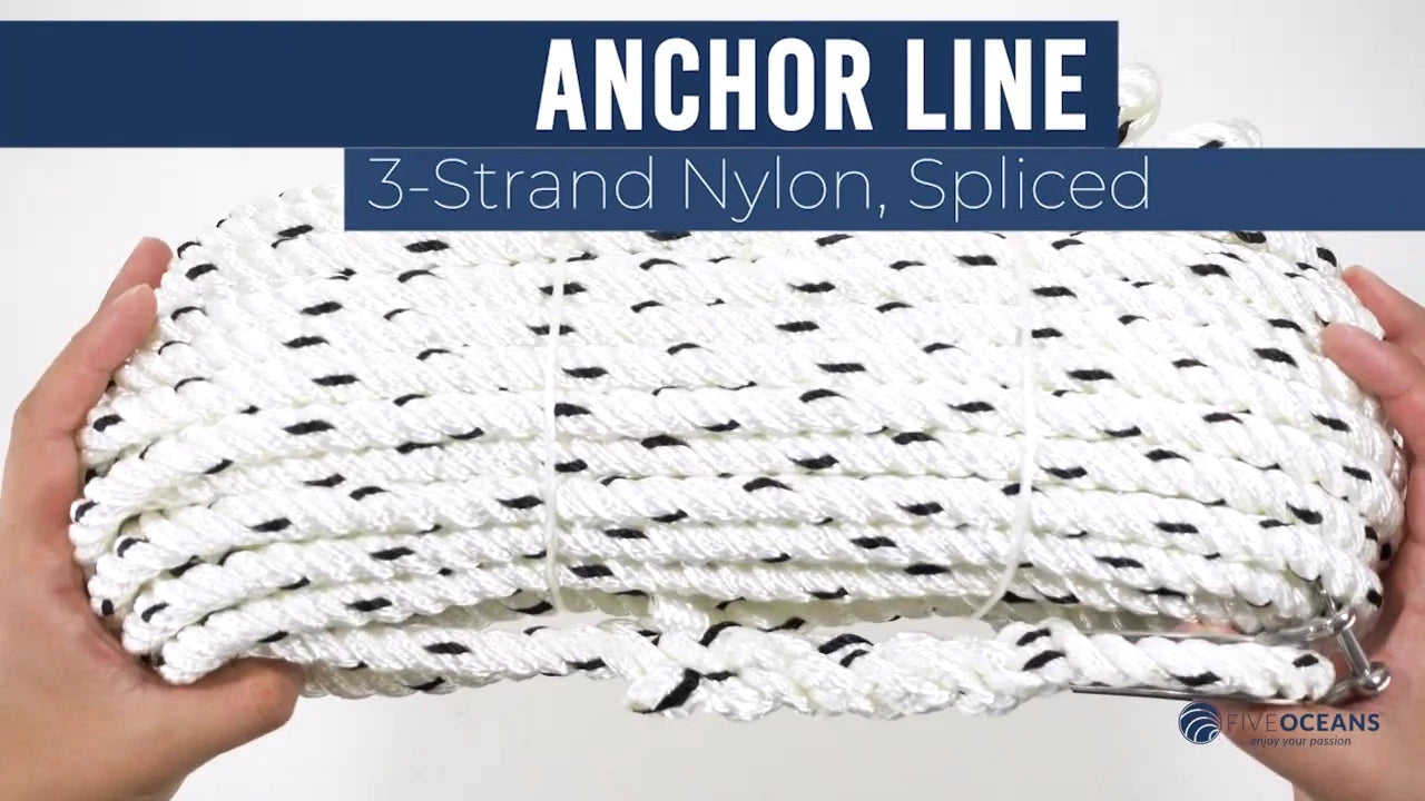 5/8 inch Rope Line 3-Strand with Thimble & Shackle (100 ft)