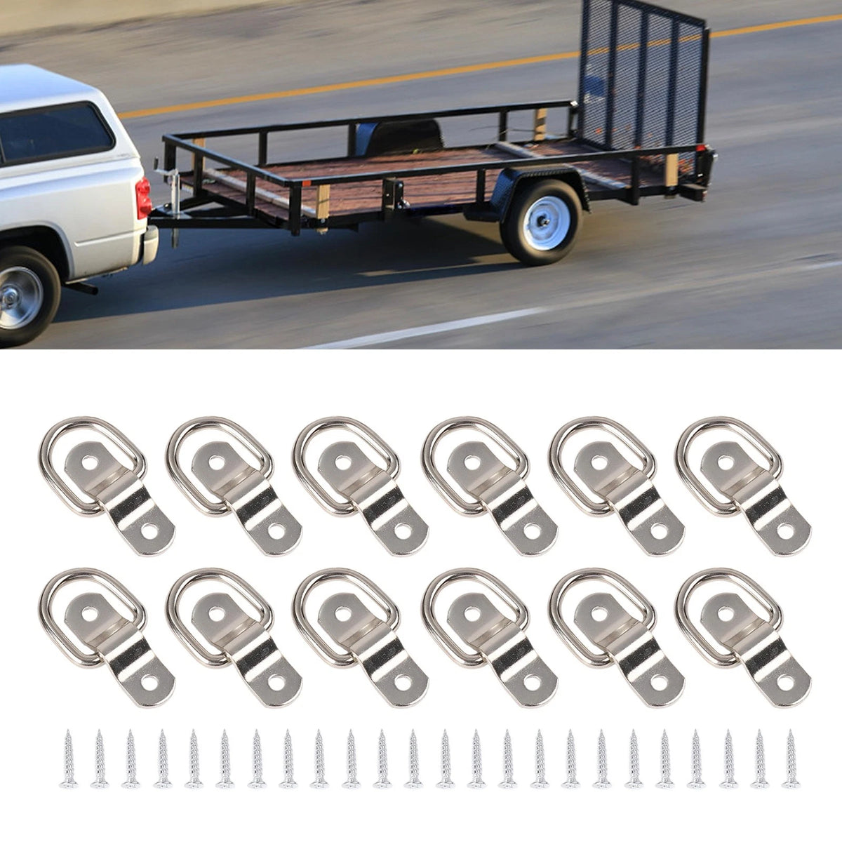 12PCS Heavy Duty D Type Buckles Ideal for Trailer Cargo Anchoring Solutions