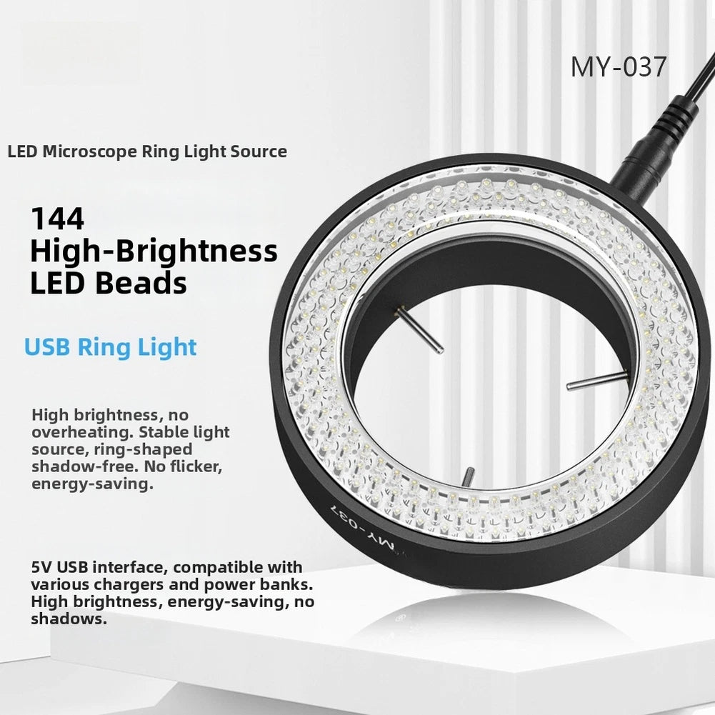 144 LED USB Powered Adjustable Brightness Circular Light for Microscope