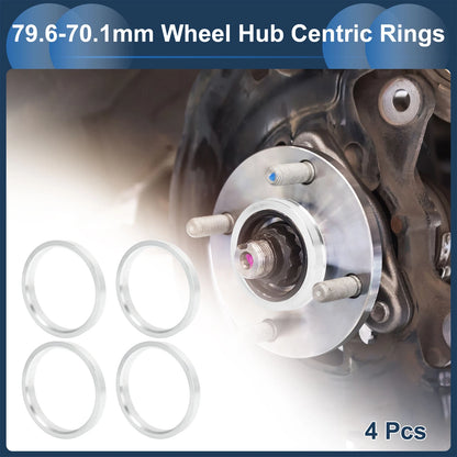 Set of 4 Wheel Hub Centric Rings for Car (OD 79.6mm ID 70.1mm)