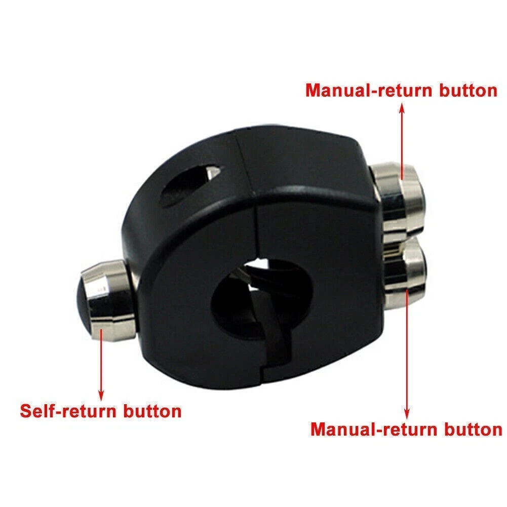 7/8" 22MM Motorcycle Handlebar Switch Self Latch Momentary Button Black