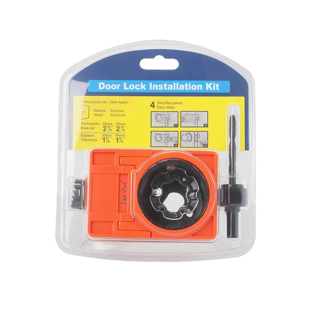 Door Lock Installation Kit for Wood Doors with Guide Template and Drill Bit