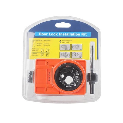 Door Lock Installation Kit for Wood Doors with Guide Template and Drill Bit
