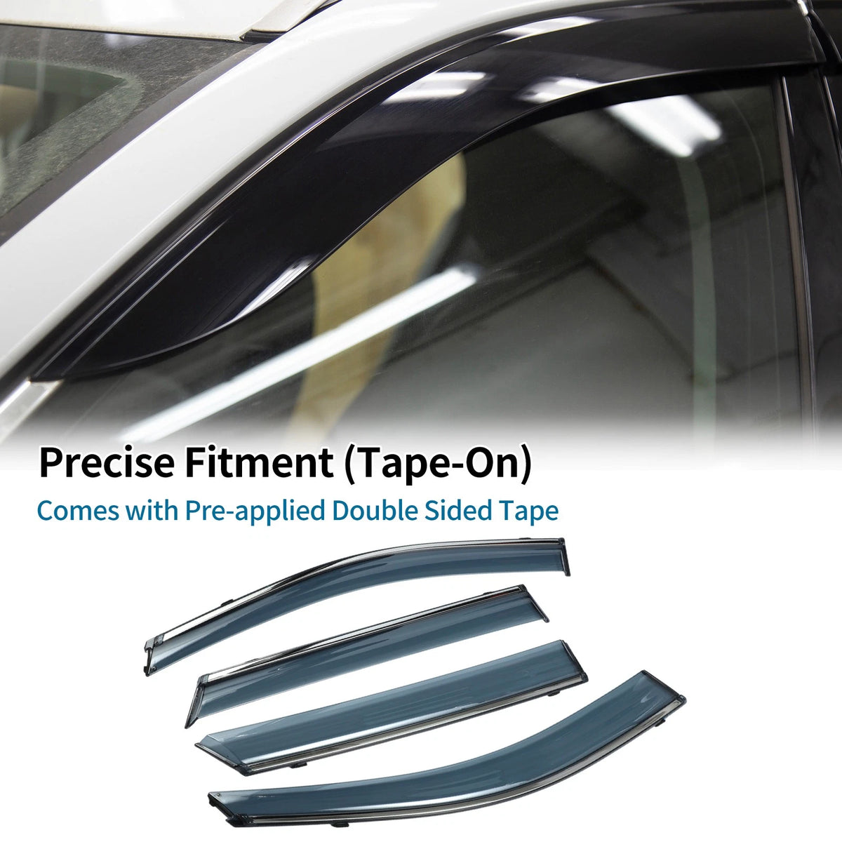 Window Deflectors Side Vent Visors Black for Hyundai Santa Fe (2013–2018)
