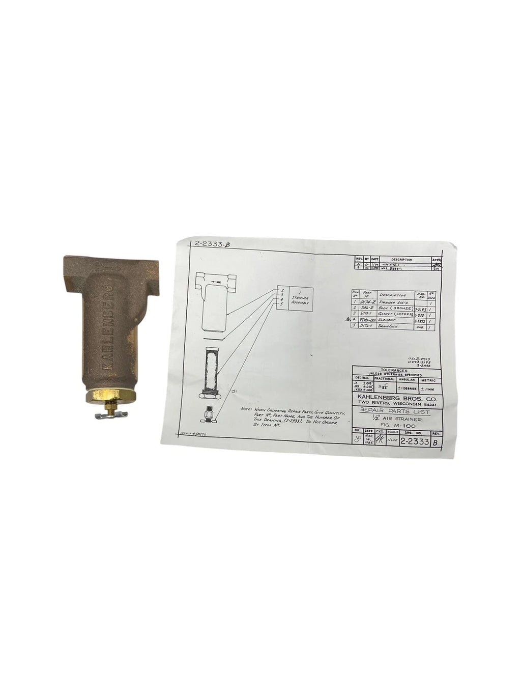 Air Strainer / Moisture Trap for Kahlenberg M-100 (OEM)