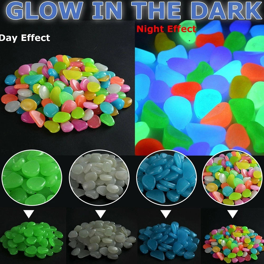 50pcs Glow in Dark Pebbles for Gardening and Aquariums