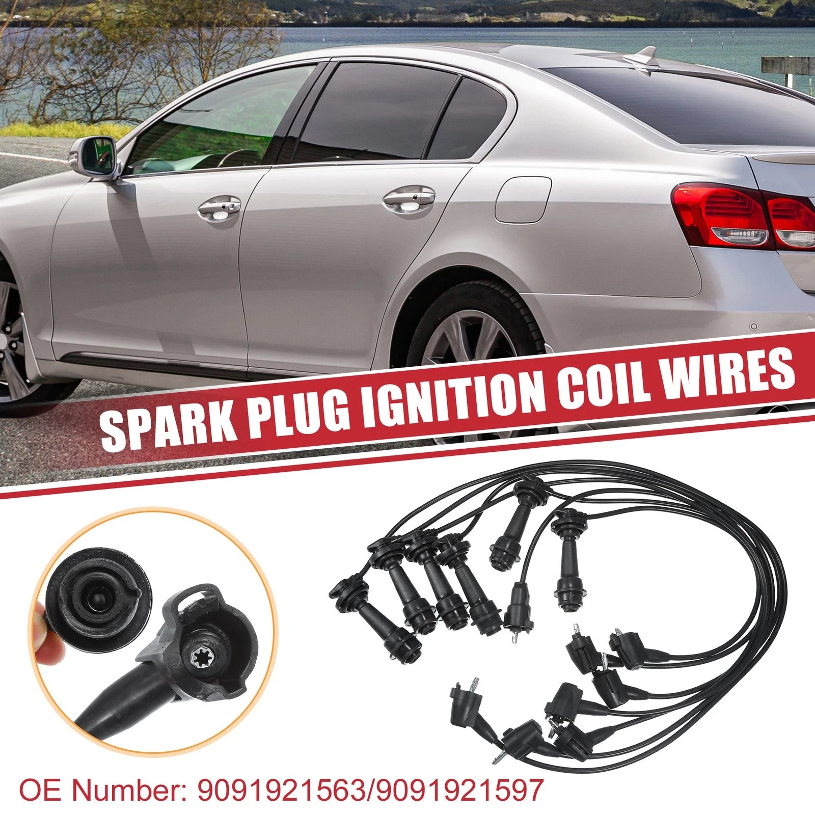 Ignition Coil and Spark Plug Wire Set for Toyota Supra (1993–1996)