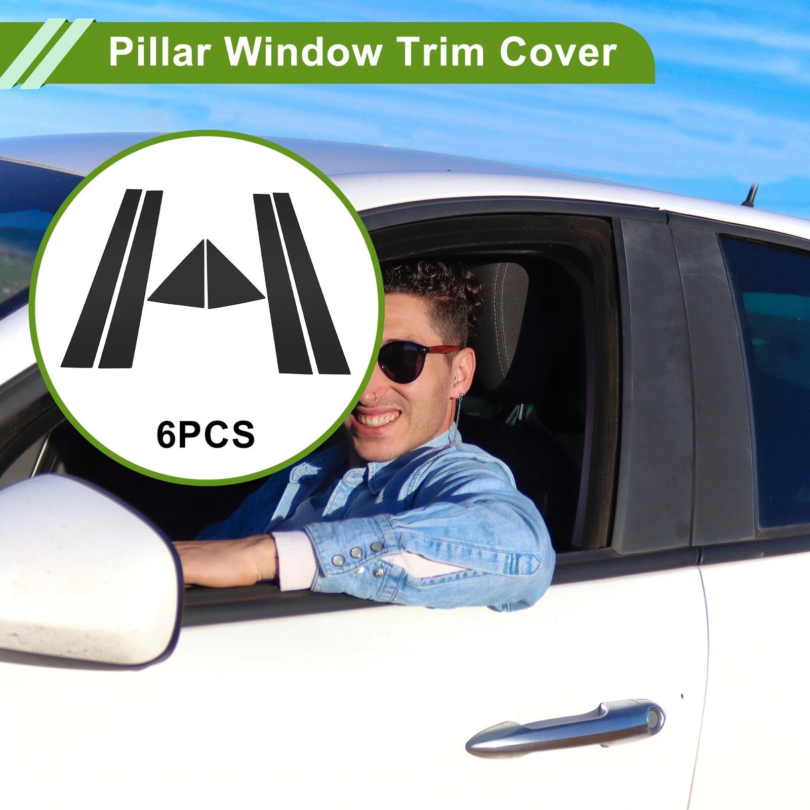 Pillar Window Trim Set for Chevrolet Optra (2004–2009) Black (6 Pcs)