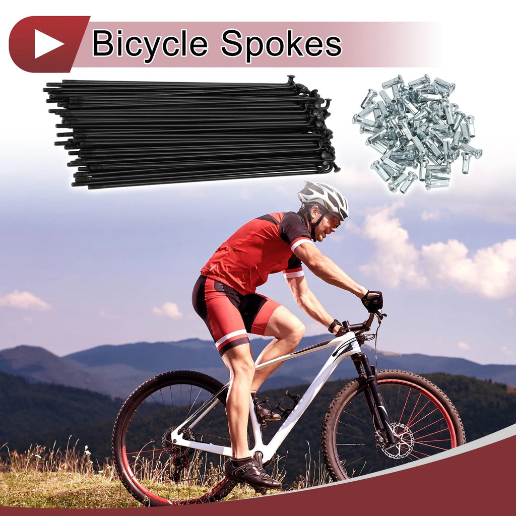 Bicycle Spokes Set 175mm Carbon Steel for 12G Wheel (72 Pack)
