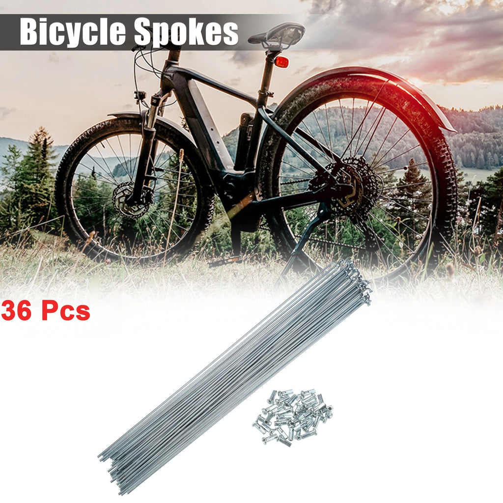Bicycle Spokes with Nipples 290mm 14G J Bend for Silver Tone (Qty 36)