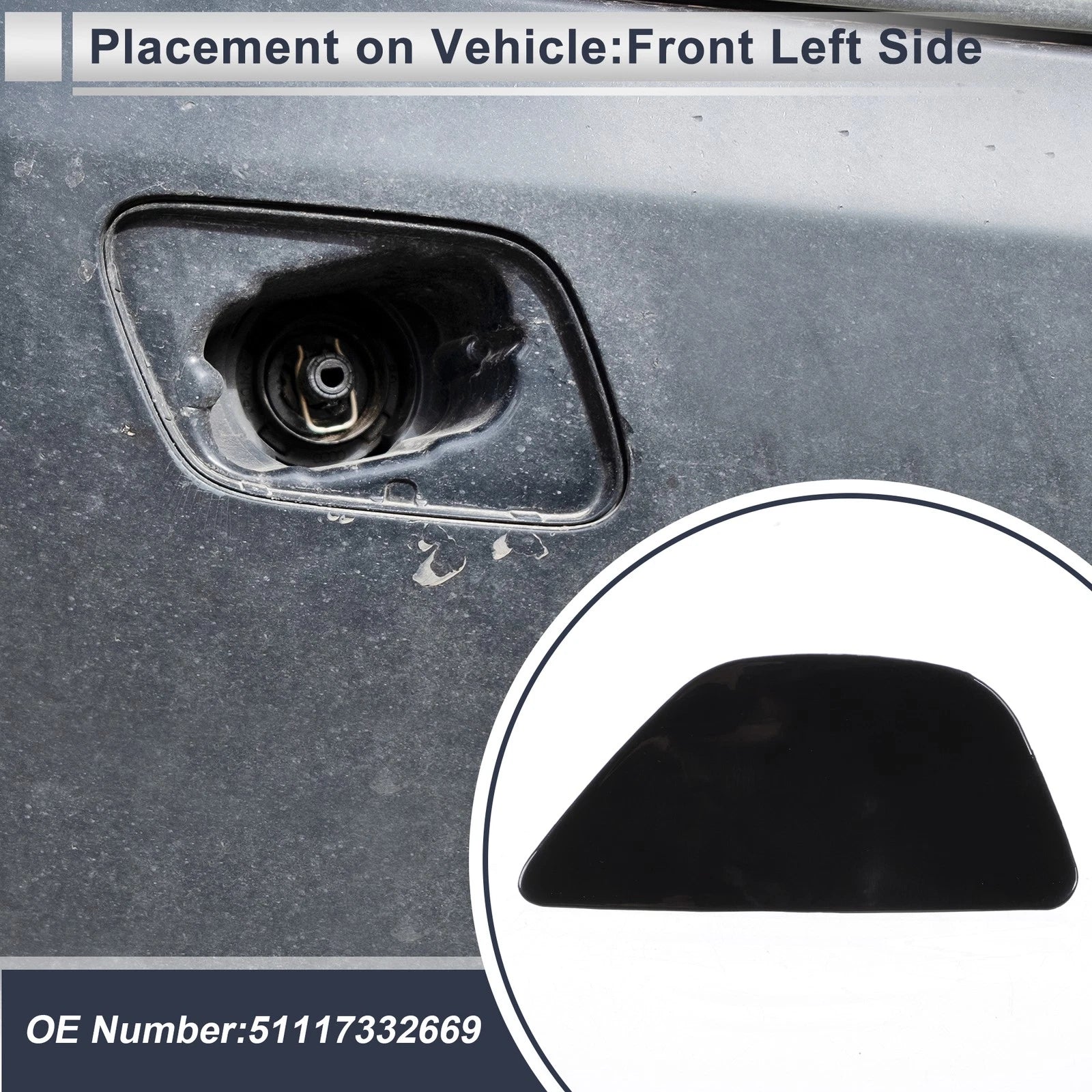 Front Left Washer Nozzle Cover Cap OEM Replacement for BMW 535i GT (2014–2017)