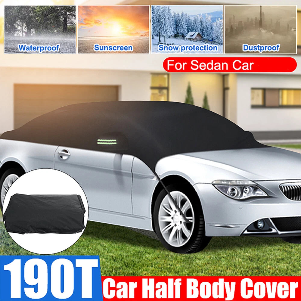 Car Half Body Cover for All Vehicles (190T, Outdoor, Waterproof, UV Protection)