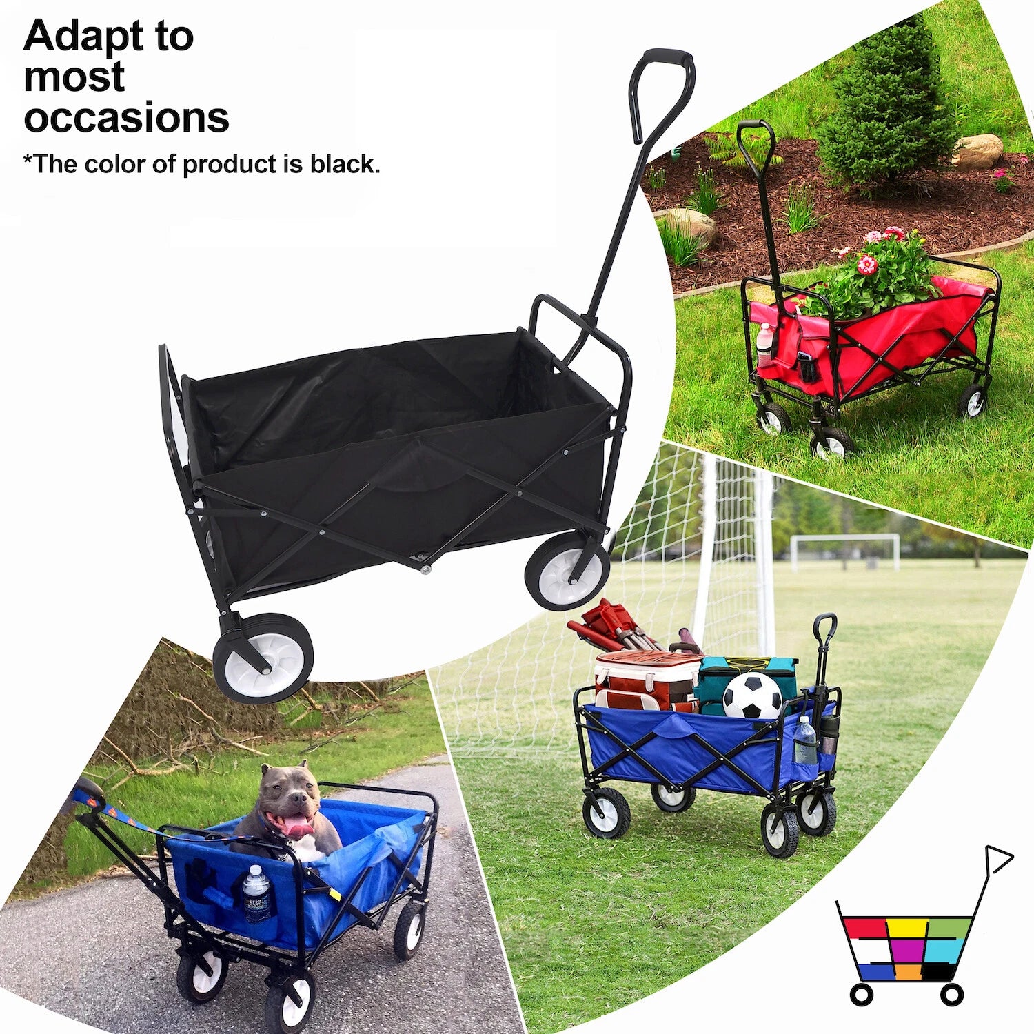 Folding Utility Wagon Cart with Wheels for Outdoor Use