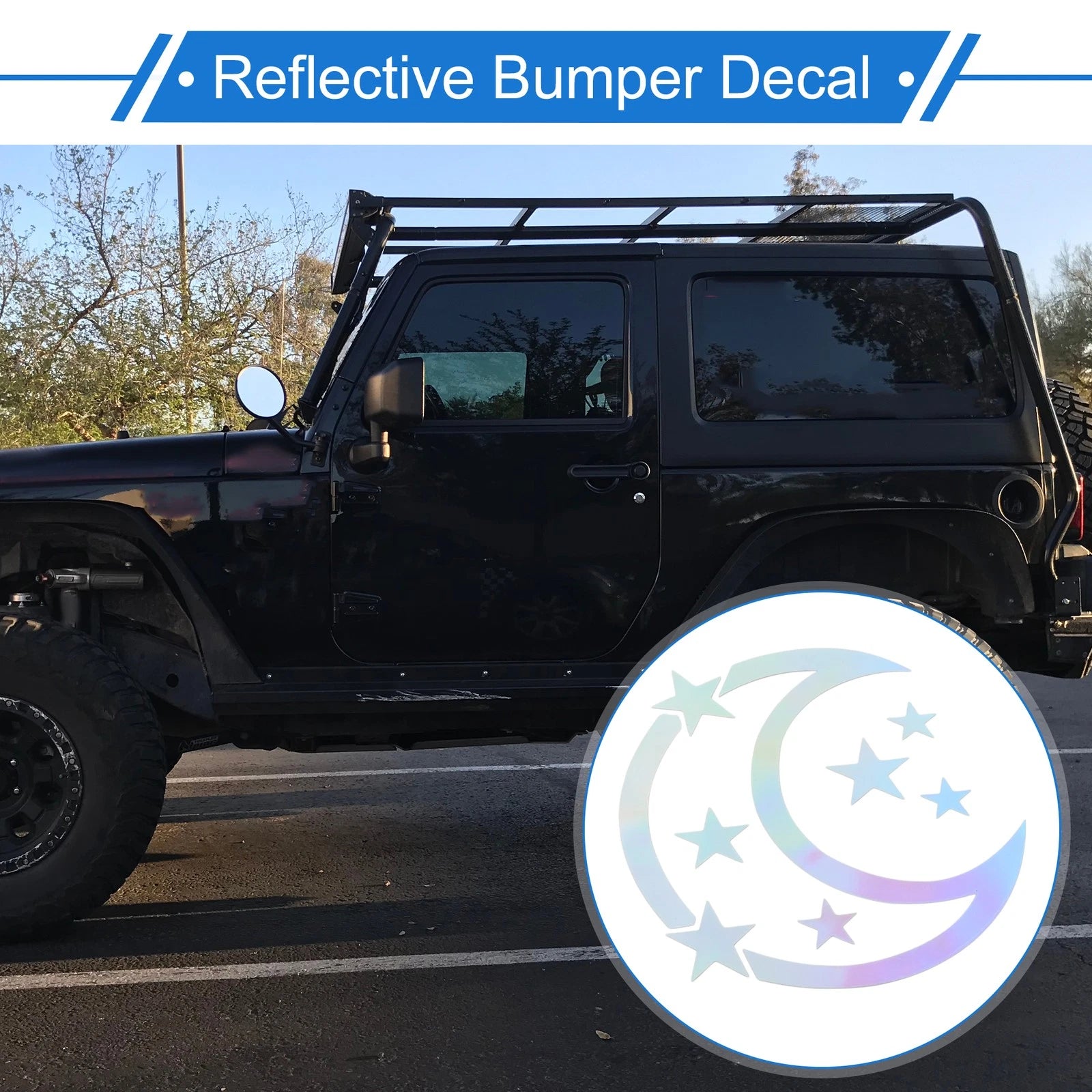 Reflective Bumper Decal for Universal Fit (Colorful Gradient Moon & Stars)